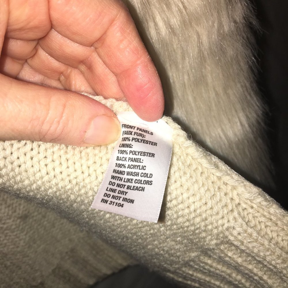Red Camel Faux Fur Vest Small Cream/Off White - Picture 5 of 8